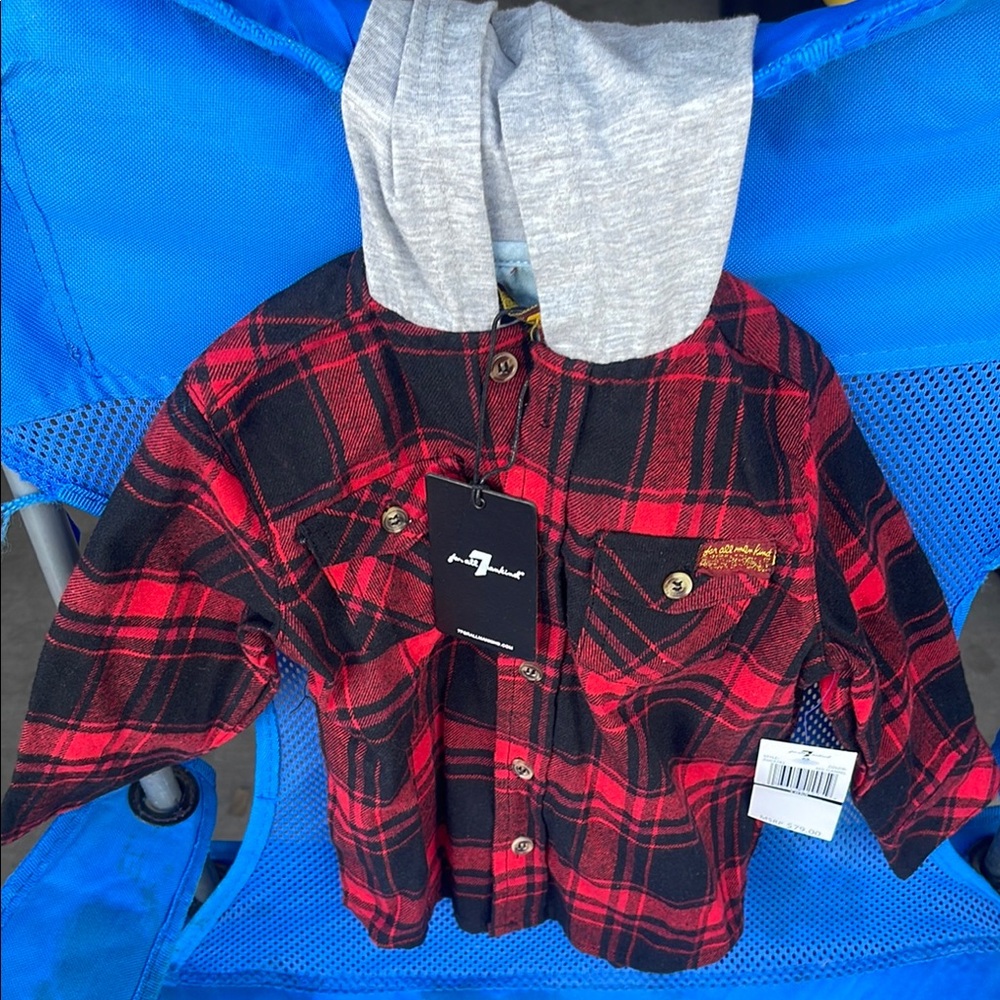 Red and Black Plaid Hoodie Shirt